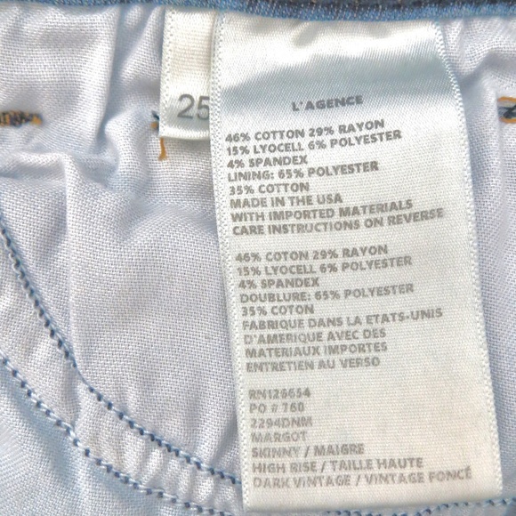 NEW! L'Agence Margot High Rise Skinny Stretch Denim Jeans Blue SZ 25 - Picture 7 of 12